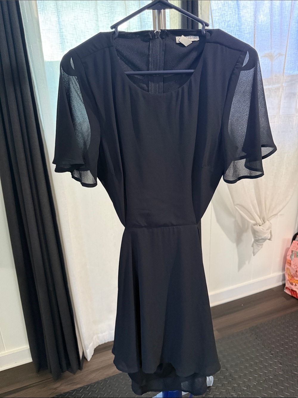 Speechless Black Sheer-Sleeve Mini Dress